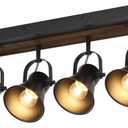 4-Light Kitchen Light Fixtures - Adjustable Ceiling/Wall Mount Spotlight, Industrial Black Track Lighting for Living Room, Dining Room, Hallway, Bathroom