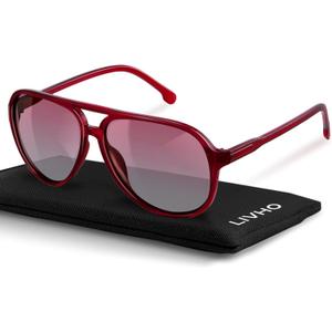 livho Trendy Polarized Aviator Sunglasses Women Men, Retro Sun Glasses for Women Men 2025, Oversized UV Protection Shades (Red)