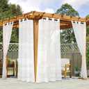 youleyar White Outdoor Sheer Curtains for Patio Waterproof - 2 Panels Linen Look Grommet Curtain Light Filtering Outside Drapes for Living Room, Pergola, Cabana, Gazebo, 52" W x 96" L, White