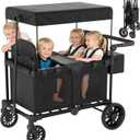 BIERUM 4 Seater Wagon Stroller for Kids, All-Terrain Foldable Cart, 48.8"D x 28.3"W x 48.9"H