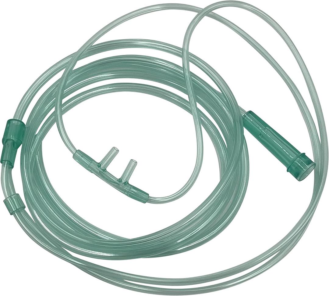 5pk Adult Oxygen Cannula w/Tabbed Nose Piece, Soft Straight Prongs & 6.5Ft Crush Resistant Tubing