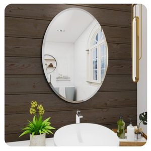 Oval Bathroom Mirror, 16X24 inch Oval Frameless Mirror, Frameless Mirrors for Bathroom, Beveled Bathroom Mirror