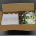 Artificial Peonies Silk Flowers in Glass Vase Faux Flowers Bouquets Modern Penoy Arrangement 4 Pack for Home Decoration Table Centerpiece (White)