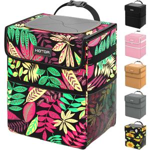 HOTOR Car Trash Can - Leak-Proof Car Organizer and Storage Bag for The Back/Front/Console of Any Cars,Sedans, SUVs & Trucks Easy-to-Install Car Accessory Interior, Leaves Print (2 Gallons)