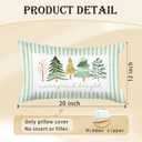 Merry and Bright Christmas Tree Pillow Covers 12x20,Green and Gold Christmas Decorations, Watercolor Xmas Trees Green Striped Lumbar Pillow Cover Decor for Home Bedroom Living Room