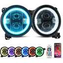 SUPAREE 9" LED Headlights Multicolor DRL fit Jeep Wrangler JL Gladiator JT | 2018-2026 Angel Eyes Ring DOT Hi/Lo Beam Remote Phone APP Control