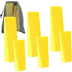 6 Pack Tree Felling Wedges with Spikes for Safe Tree Cutting 3 Each of 8 and 5.5 Wedges with Storage Bag; 6 Felling Dogs to Guide Trees Stabilize and Safely to Ground for Loggers and Fallers