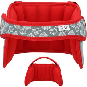 NAPUP Adjustable Carseat Head Support for Sleeping Kids & Toddlers - Safe, Comfortable & Breathable (Red)