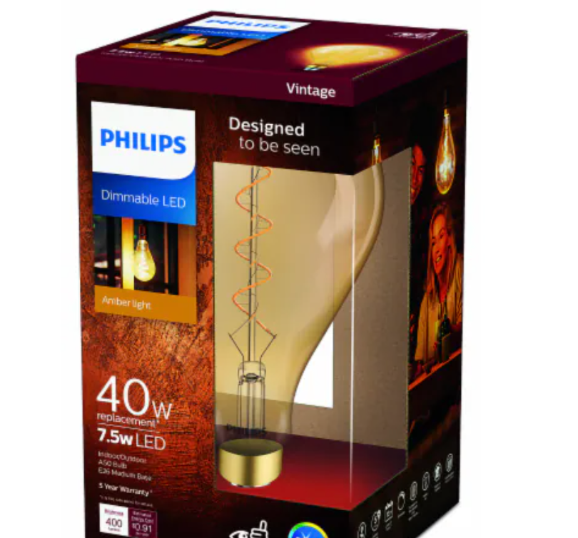 Philips Dimmable LED Amber light 40W 7.5w LED Vintage
