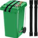 2 PCS Animal Proof Trash Can Locks, Adjustable Metal Security Strap for 28-96 Gallon Garbage Cans, Bear Raccoon Resistant Lid Lock, Black
