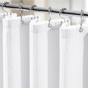 Vipfree 3 in 1 Shower Curtain Set, Waffle Shower Curtain and Liner Set with 12 Double Sided Shower Curtain Hooks, 258GSM Luxury Weighted Cloth Shower Curtains for Bathroom, 72 W x 72 H, White