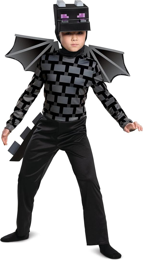 Disguise Minecraft Ender Dragon Costume for Kids, Video Game Inspired Character Outfit, Classic Child Size (4-6),Black