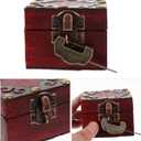 EXCEART Wooden Jewelry Box Small Vintage Storage Case 2.75X2.75X2.04In with Lock for Rings Necklaces Earrings Trinket Organizer