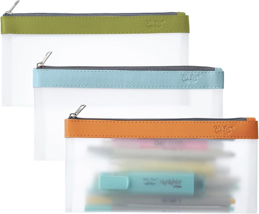 Mr. Pen- Clear Pencil Pouch, 3 Pack, Earthy, Pencil Bags, Clear Makeup Pouch