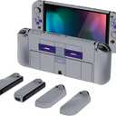 PlayVital AlterGrips Protective Slim Case for Nintendo Switch OLED, Ergonomic Grip Cover for Joycon, Dockable Hard Shell for Switch OLED w/Thumb Grip Caps & Button Caps  Classics NES Style