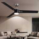 Ceiling Fans with Lights, 56 Inch Black Ceiling Fan with Light, Reversible Quiet DC Motor, Modern Ceiling Fan with Light and Remote, Energy Efficient Indoor/Outdoor Use, Matte Black