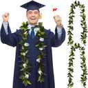 Riceshoot 2 Pcs Hawaiian Maile Lei 6.56 ft Green Garland White Tuberose Leaf Flower Necklace Gift for Wedding Hawaiian School Ceremony Luau Aloha Tropical Summer Party Supplies