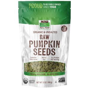 NOW Foods, Organic Pumpkin Seeds, Raw and Unsalted, Excellent Source of Protein and Iron, Certified Non-GMO, Keto-Friendly Snack, 12-Ounce (Packaging May Vary) (EXP 06/30/26)