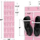 Simple Houseware 24 Pockets - Crystal Clear Over The Door Hanging Shoe Organizer, Pink (64'' x 19'')
