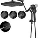 14" High Pressure Rain/Rainfall Shower Heads With Handheld Spray Combo (3+1 Settings & Built-in Power Wash Mode), Double/Dual Shower Head With Handheld - Height/Angle Adjustable(Matte Black)