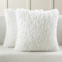 FUTEI Pack of 2 Decorative Throw Pillow Covers 24x24 Inch,Soft Fluffy Faux Wool Fur Boucle Textured European Cushion Case,Modern Home Decor for Couch Bed Living Room Office,Cream White