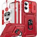 LeYi for Samsung Galaxy S25-Edge Phone Case: Samsung Galaxy S25 Edge Case with Screen Protector [2 Packs], Military-Grade Heavy Duty Protection & Camera Cover Cell Funda para S 25 Edge Men Women, Red