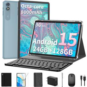 2025 Android 15 Tablet with Keyboard, 24GB+128GB+2TB Expand, 10.1 Inch Octa-Core 2-in-1 Tablets with 5G/2.4G WiFi, 8000mAh, BT5.0, GMS Certified, with Mouse, Case, Stylus, Split Screen(Black) 2025 Android 15 Tablet with Keyboard, 24GB+128GB+2TB Expand, 10.1 Inch Octa-Core 2-in-1 Tablets with 5G/2.4G WiFi, 8000mAh, BT5.0, GMS Certified, with Mouse, Case, Stylus, Split Screen(Black)