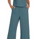 Lepunuo Summer Women’s 2 Piece Outfits for Women Pullover Crop Tops and Loose Wide Leg Pants Sets Lounge Matching Set Tracksuits L