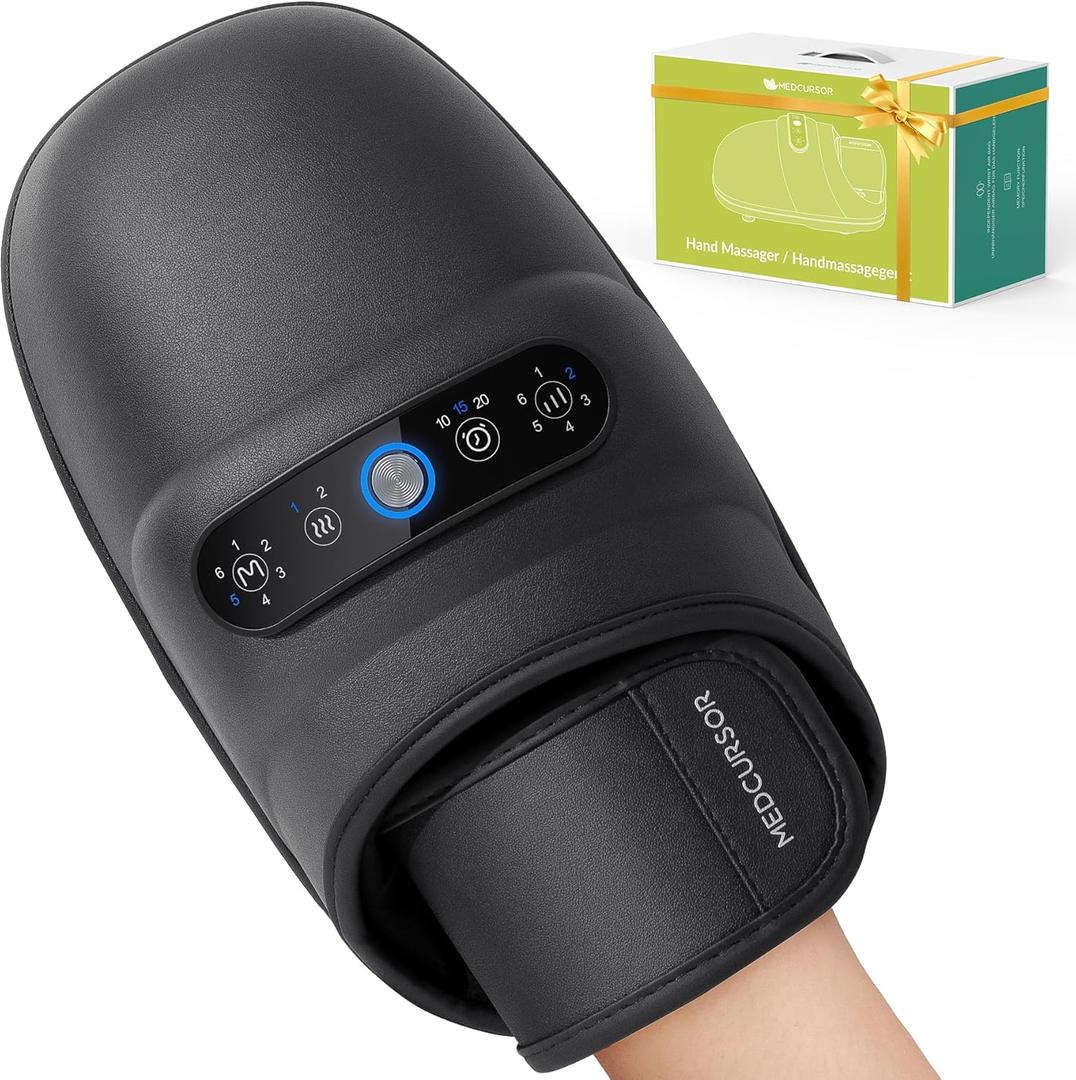 Medcursor Hand Massager, 2026 Upgraded, Hand Massager with Heat and Compression for Carpal Tunnel and Stiff Joints, Pain Relief from Wrist to Palm and Finger, Gifts for Women Men (Rechargeable)