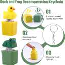 4 Pcs Croaking Frog and Quacking Duck Keyboard,Keyboard Fidget Toy Keychain,Duck Frog Fidget Clicker Keychain,for Men and Women Relief Anxiety Stress Bags Key Decoration(Green&Yellow)