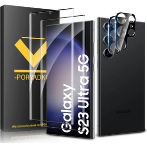 HOMEMO [2+2 Pack for Samsung Galaxy S23 Ultra Screen Protector, Camera Lens Protector, Ultra Clear, Fingerprint Compatible, Anti-Scratch, Case Friendly