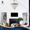 Black Crystal Chandeliers 12 Lights Luxury 24" Round Chandelier 4-Tier Modern Ceiling Pendant Light Fixture K9 Crystal Lighting for Living Room Dining Room Staircase Foyer, Medium-24