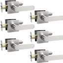 Heavy Duty Passage Door Handle, Door Lever with Rectangular Design, Non-Locking for Hallway Closet, Easy Installation, Satin Nickel, 6 Pack