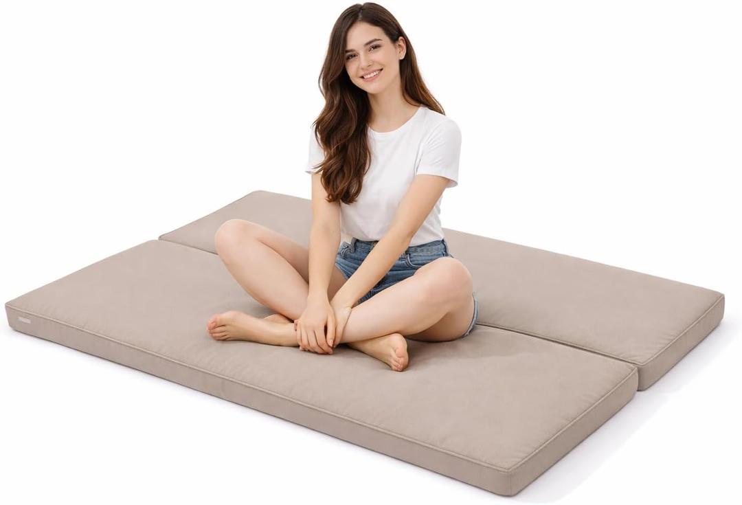 Outdoor Rattan Daybed Water-Resistant Cushion Replacement 2-Pack, 59" x 23.5" x 2" Supportive Foam Pads for Patio Wicker Sunbed, Porch, Garden, Poolside, Balcony (Light Gray)