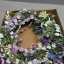 24 Inches Summer Wreaths for Front Door Blue Summer Door Wreath Spring Floral Wreath with Wildflower White Sunflower for Porch Indoors Outdoor Window Home Decorations