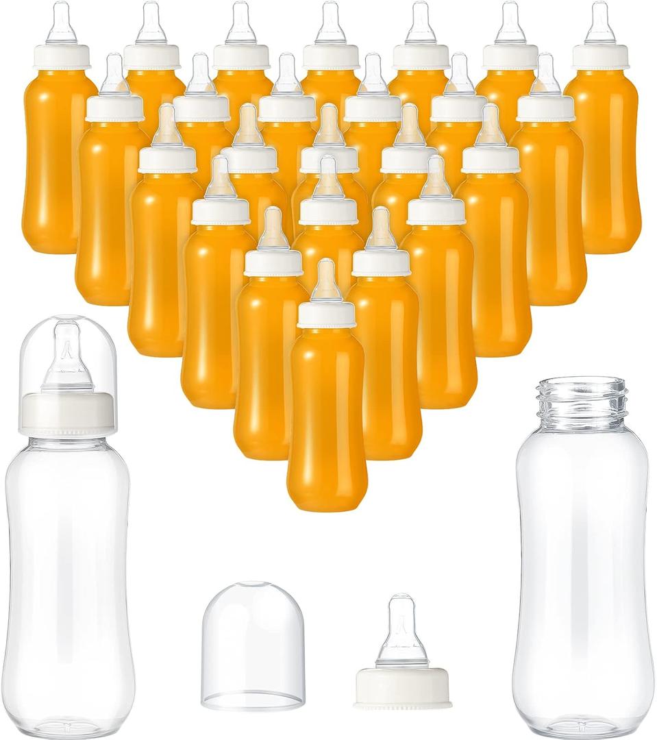 Norme 24 Pcs 9.5 oz Plastic Bottles Chug Shower Game Party Favors for Shower Decorations Gender Reveal Gifts (White)