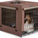 DONORO Dog Crates for Small Medium Size Dogs Indoor Double Door Dog Kennels & Houses for Puppy and Cats, Collapsible Metal Contour Dog Cages (Brown, 30.0" L x 19.0" W x 21.0" H)