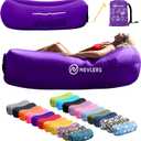 Nevlers Inflatable Lounger | 210T Polyester Inflatable Chair | No-Pump Blow Up Couch | Camping Couch Air Sofa Bed w/ 450 lbs. Cap., Pockets & Matching Bag | Use as Inflatable Couch for Adults & Kids (Purple)