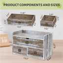 Wood Desk Organizer with Drawer, Washed Brown Wooden Desktop Organizer, Tabletop Storage Organization Box for Countertop, Home Office Supplies (3 Drawer and Shelf)