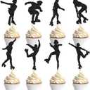 6 x Ercadio 24 PCS Roller Skate Cake Topper Girl in Roller Skating Cake Toppers Retro Hip Hop Theme Party Cake Decoration for Boys or Girls 80s 90s Skating Theme Party Decorations Black