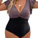 Blooming Jelly Womens Tummy Control Bathing Suit One Piece Plus Size Swimsuits Lace Up Back Ruffle Swim Suits 2025