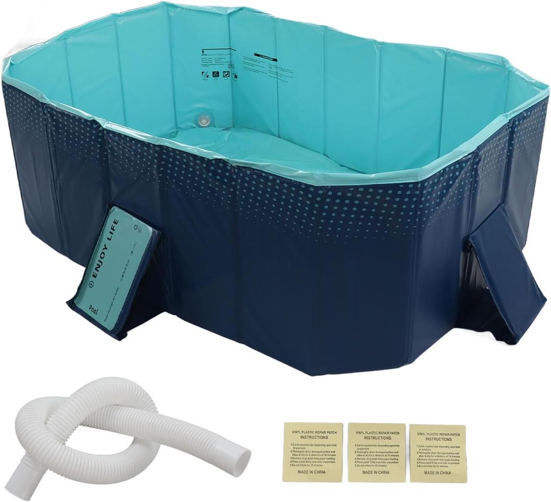 Foldable Swimming Pool for Kids and Adults Large Inflatable Kiddie Pool Family Lounge Outdoor Garden Backyard 1 6m 5 25ft Oversize Water Fun (1.6m/63in)