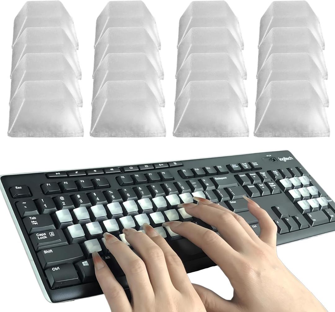 Raised Keyboard Sticker for Nail Art Adhesive Silicone Keycap Pad for Long Nails Suitable for Square Laptop Keyboard, Mice and Calculator Keycap Device (Square, 80 PCS)