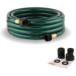 15FT Lightweight PVC Garden Hose: 1/2 Inch Flexible Hose with 3/4 Inch GHT and Shut Off Valve - Leak-Proof Design with Washers and Repair Connector for Small Yard Car Washing