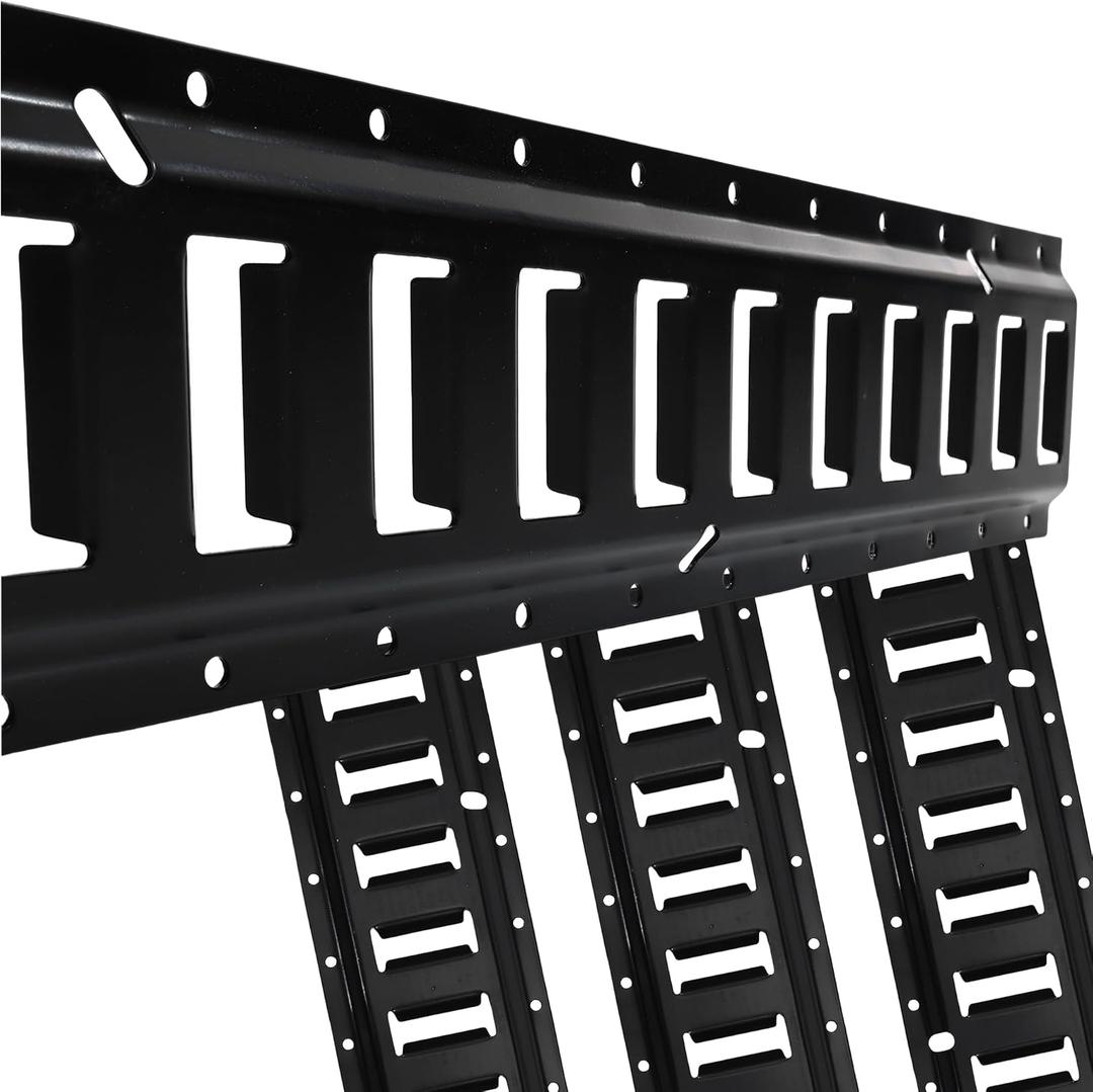 E Track Tie Down Rail Kit - 4' (4 Pack) - 6,000lbs Break Strength - Black - Heavy Duty E Track Rail for Securing Cargo, Motorcycles, Bikes, Trailers