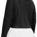 Lastshe Women's Plus Size Shrug Open Front Long Sleeve Cropped Openwork Cover Ups Bolero Dressy Cardigans for Dresses (Black, XXXL)