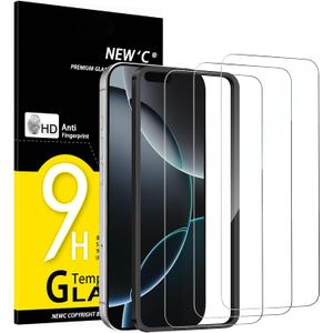 NEW'C 3 Pack Designed for iPhone 17 Pro Max, iPhone 16 Pro Max Screen Protector (6.9 inches), Enhanced Tempered Glass Protection with easy installation tool included,Case Friendly Ultra Resistant