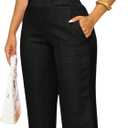 Floerns Women's 2 Piece Outfit Crew Neck Sleeveless Blouse and Dressy Pants Set (Medium, Black)