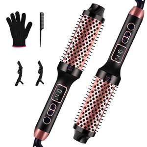 Upgraded Infrared Bounce Brush, Heated Thermal Round Brush with 5 Heat Settings & LED Display, 1.5 Inch lonic for Hair Straightener & Curling Wand, Dual Voltage, Blowout Look, Gifts for Women