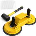 Floor Gap Fixer Tool with Dual Silicone Suction Cups & Rubber Hammer 45 Angled Striking Surface, Includes Adhesive Pads for Laminate, Vinyl Plank, SPC & Engineered Hardwood Floors